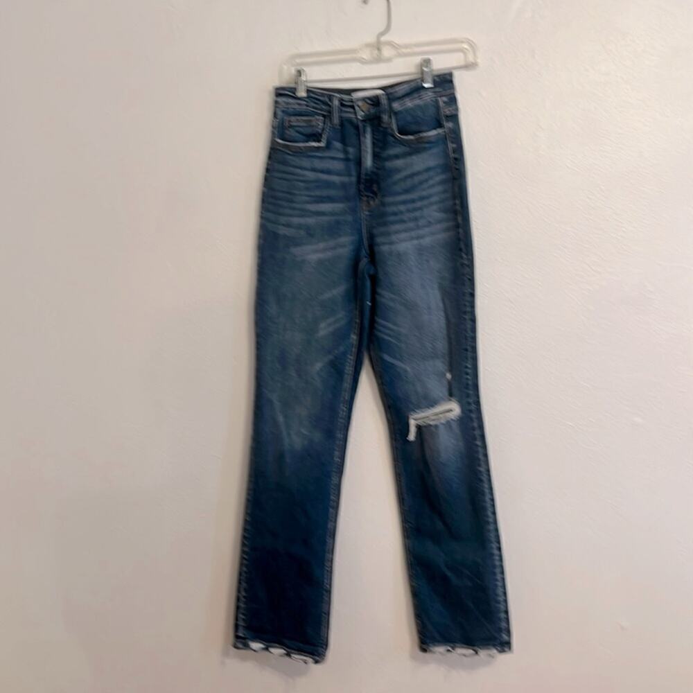 Flying Monkey Women’s Size 26 High Rise Straight Leg Distressed Mid Wash Jeans